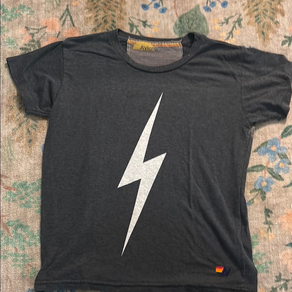 Aviator Nation Black and White Lightning Bolt Tee